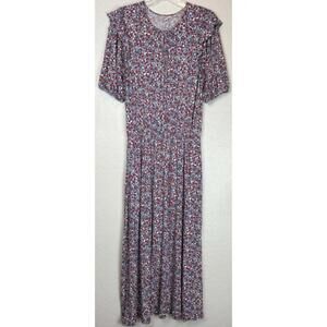 Boden Floral Ditsy Floral Ruffle Maxi Dress 10 Red Blue 0773